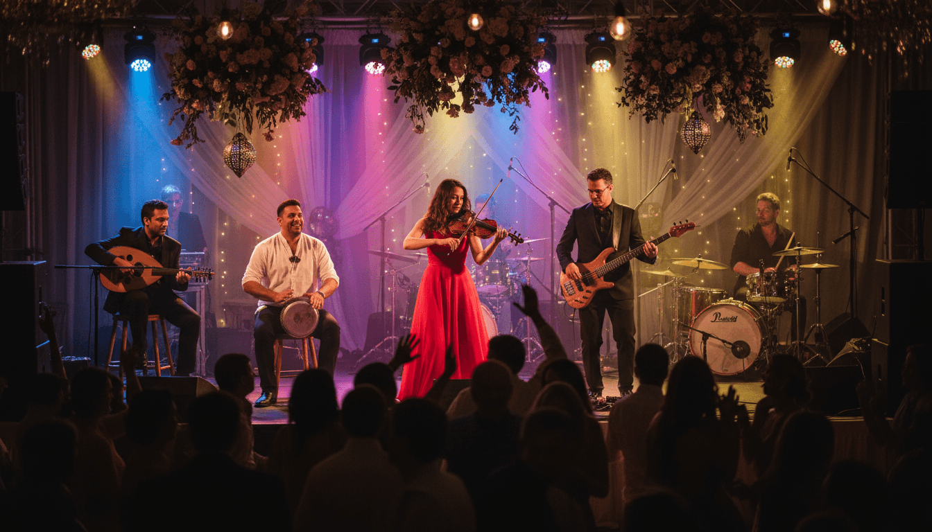 Band performing at wedding celebration